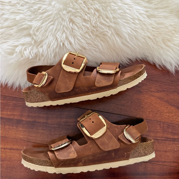 Birkenstock Shoes - Birkenstock Milano Big Buckle Sandals - Cognac